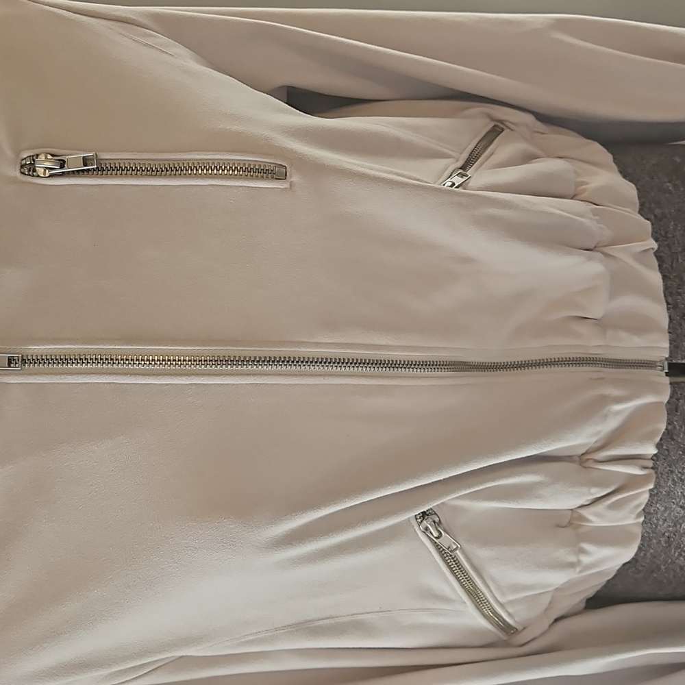 CHASER Faux Suede Beige Cropped Bomber Jacket - Picture 2 of 11